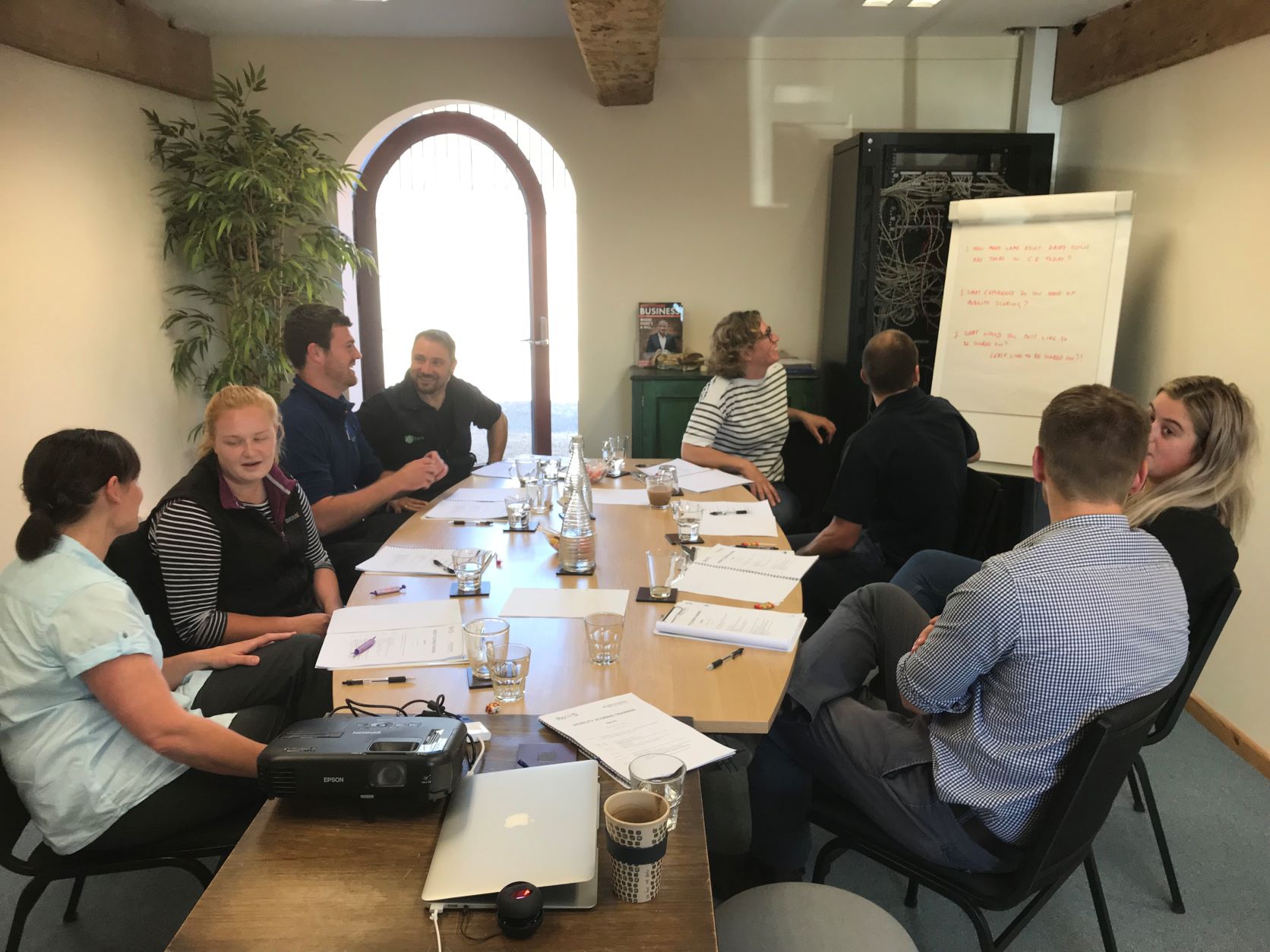 Group of people sitting round table